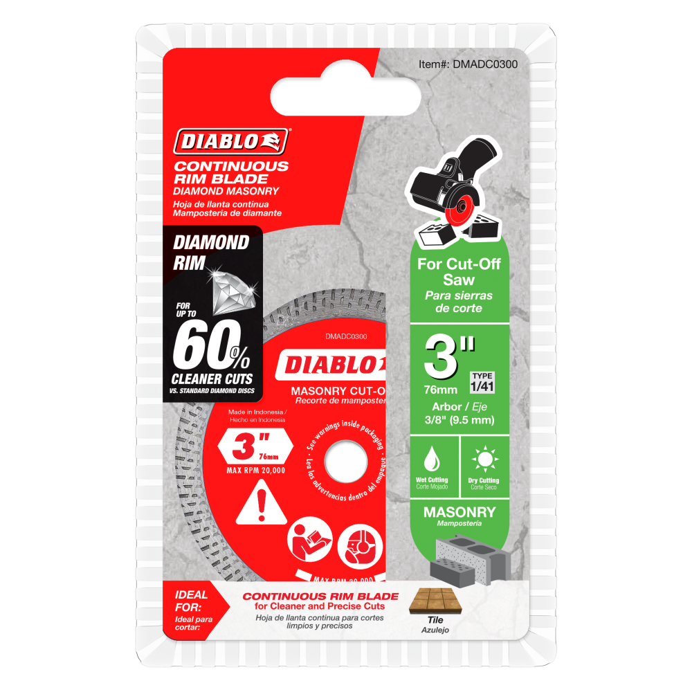 Diablo Tools 3″ Diamond Continuous Rim Cut Off Discsfor Masonry - Flockneti