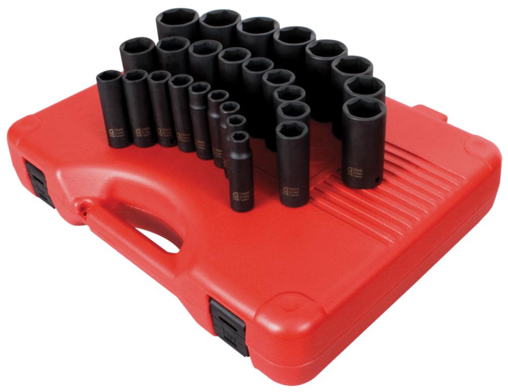 Sunex 1/2 In. Drive Deep Metric Impact Socket Set 26 pc. - Flockneti