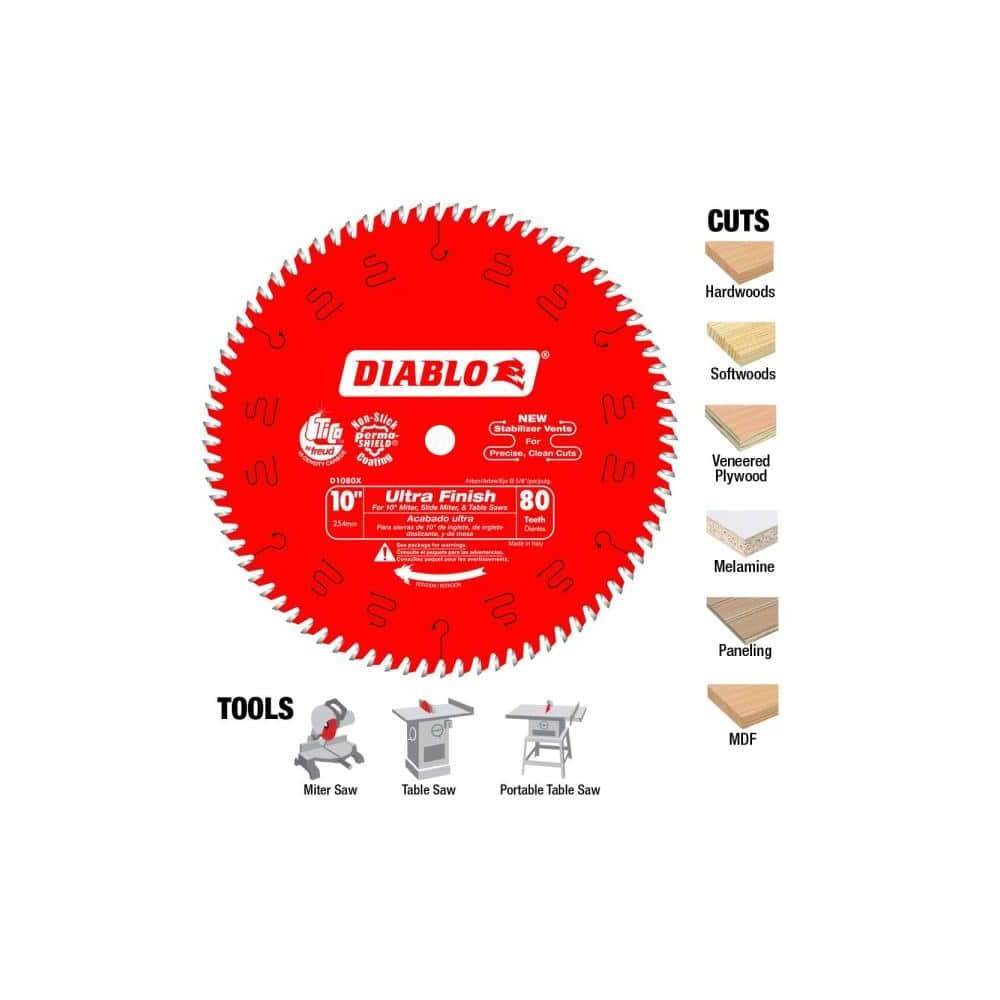 Diablo Tools Circular Saw Blade 10″ x 84 Tooth Laminates/Non Ferrous - Flockneti