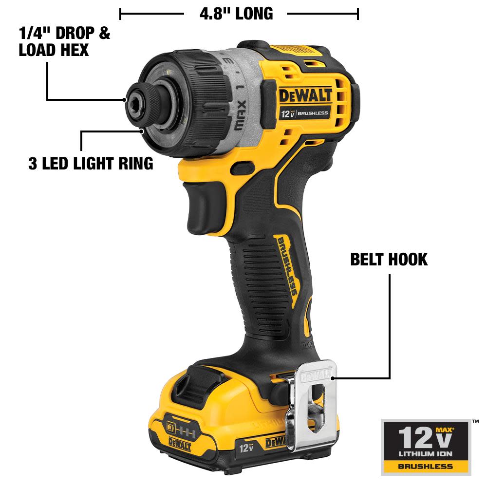 DEWALT 1/4-in 12V Max Brushless Cordless Screwdriver Kit - Flockneti