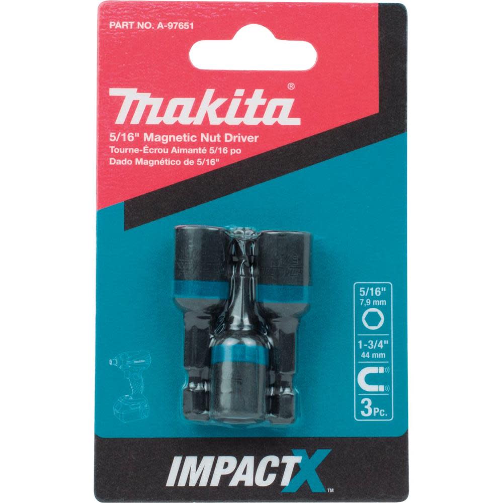 Makita Impact X 5/16 x 1-3/4 Magnetic Nut Driver 3/pk - Flockneti