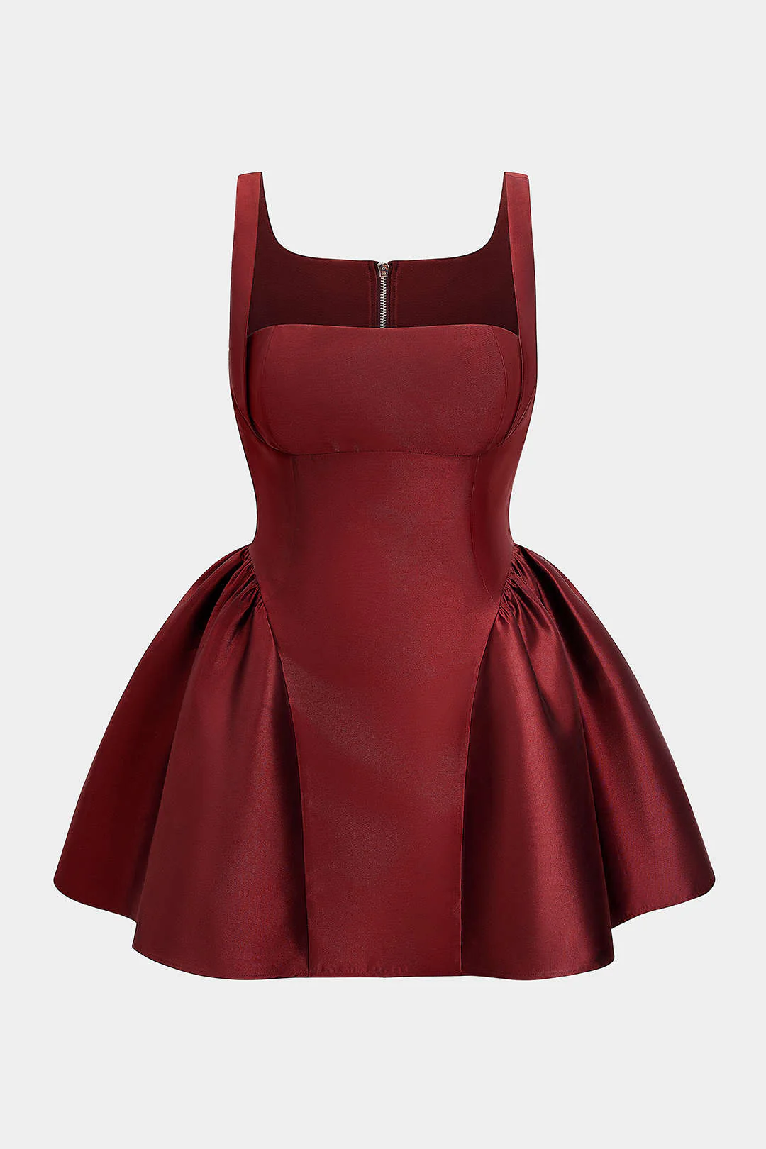 Plus Size Zipper Puff Hem Sleeveless Mini Dress - Flockneti