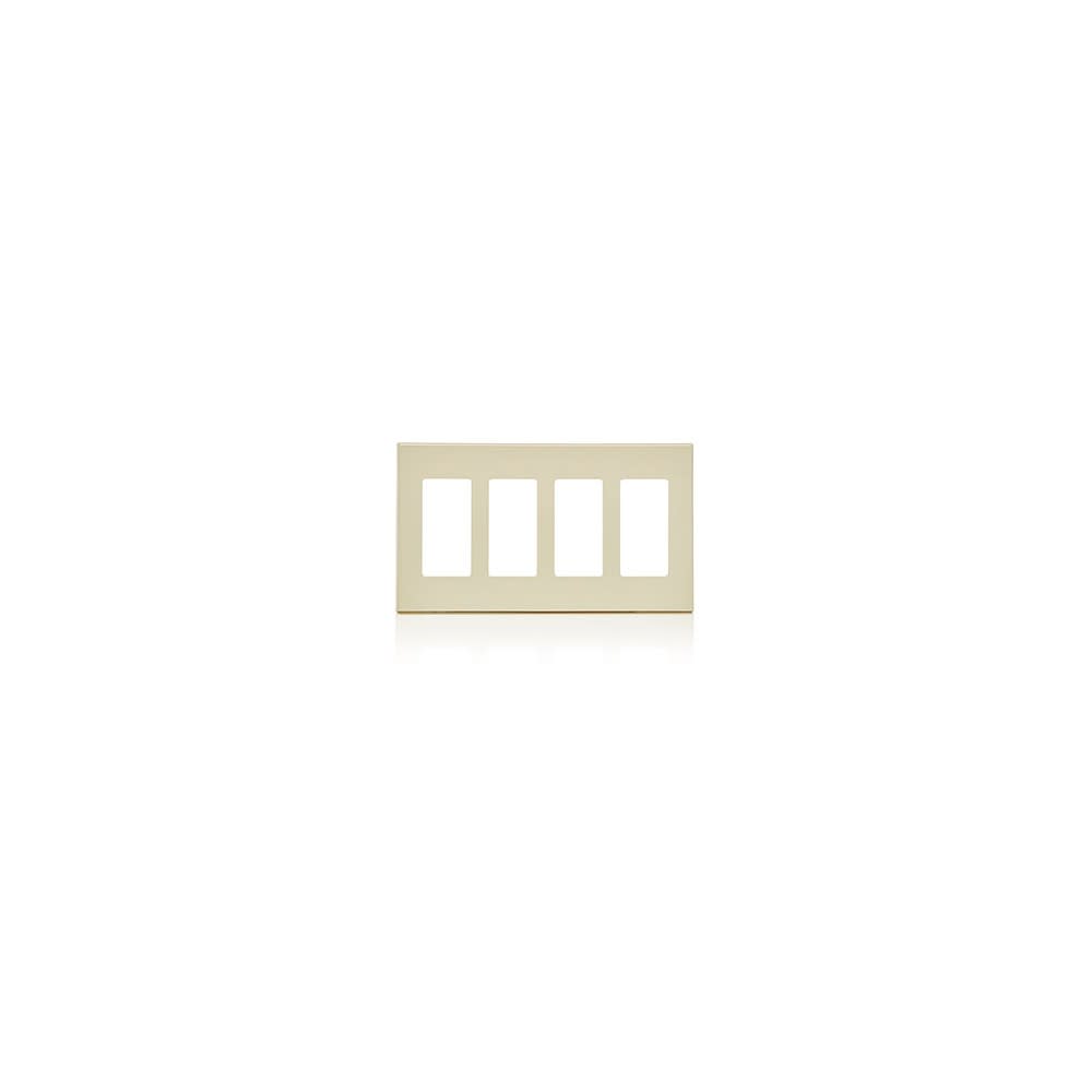 Leviton 4 Gang Decora Plus Light Almond Screwless Wallplate - Flockneti