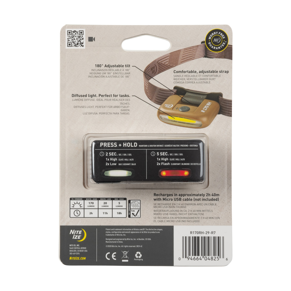 Nite Ize Radiant 170 Headlamp Rechargeable Coyote - Flockneti