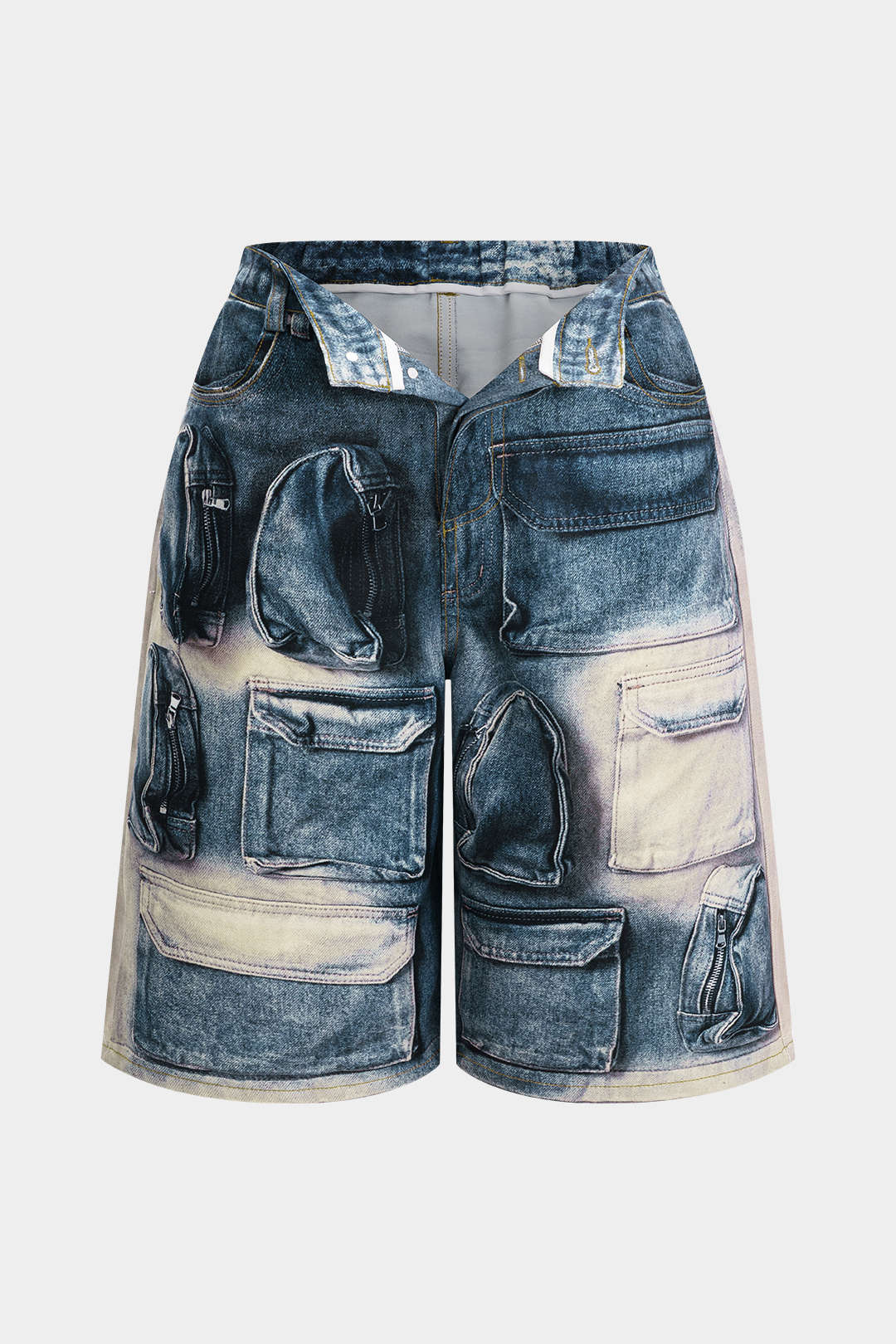 Plus Size Pocket Printed High Waist Shorts - Flockneti