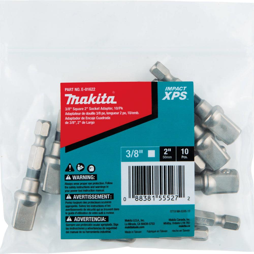 Makita Impact XPS 3/8″ Square 2″ Socket Adapter 10/pk Bulk - Flockneti
