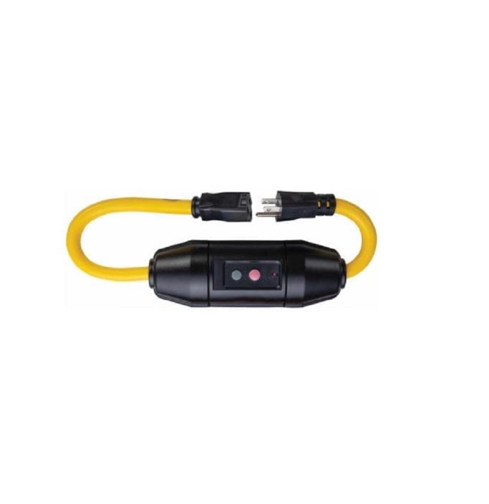 Tower Mfg 2 Ft. Heavy Duty 20 Amp Rated In-Line GFCI Single Outlet - Flockneti