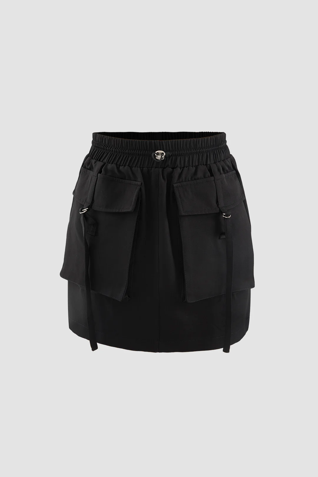 Solid Drawstring Pocket Skirt - Flockneti