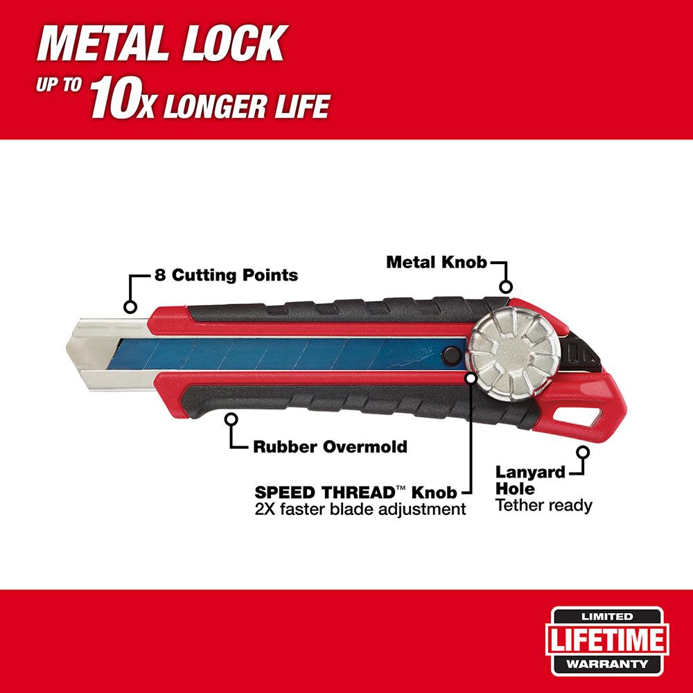 Milwaukee 18mm Snap-Off Knife Metal Lock - Flockneti