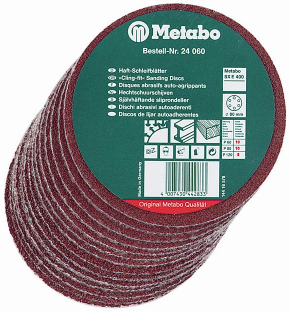 Metabo 3-5/32 In. Hook and Loop Sanding Sheet P180 25-Pack - Flockneti