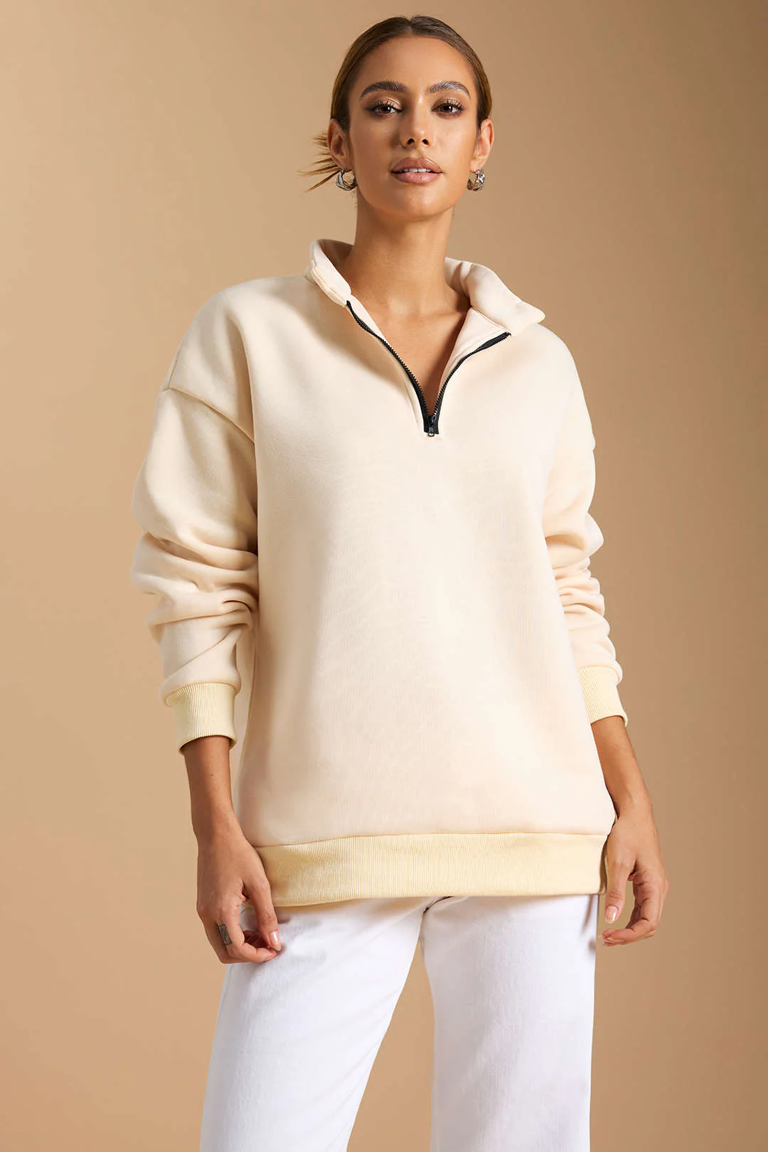 Zipper Long Sleeve Sweatshirt - Flockneti