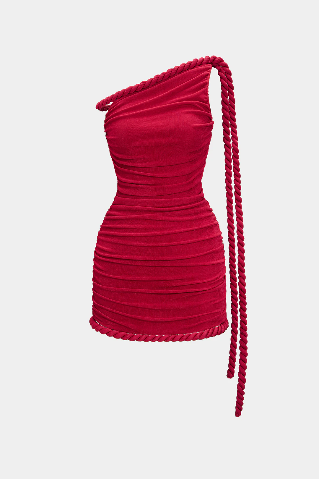 Ruched Asymmetrical Twist Knot Off Shoulder Sleeveless Mini Dress - Flockneti