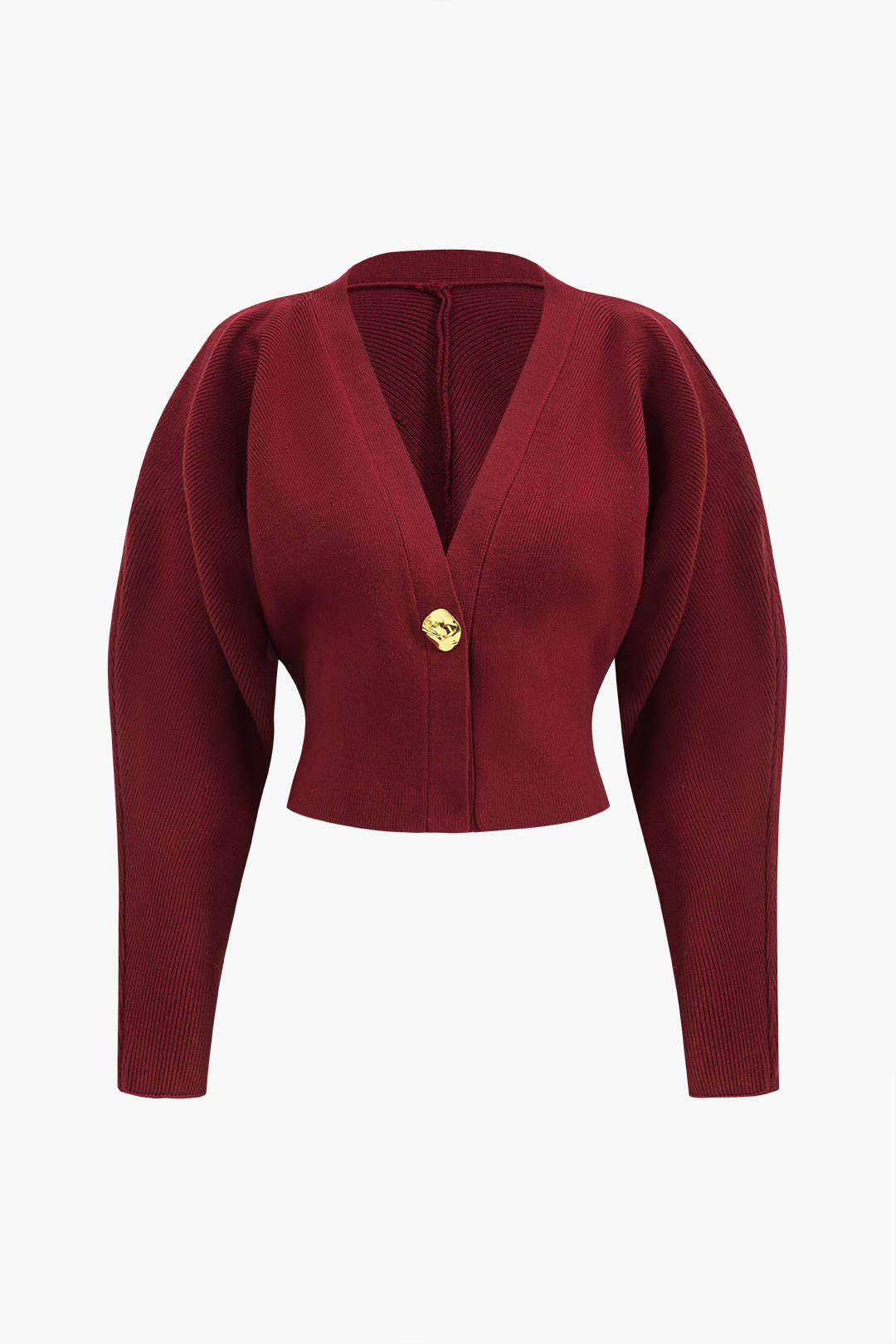 Metallic Button V-Neck Sweater Long-Sleeve Top - Flockneti