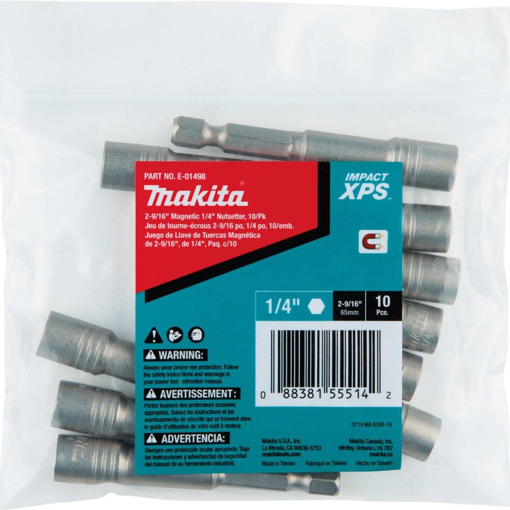 Makita Impact XPS 2-9/16″ Magnetic 1/4″ Nutsetter 10/pk Bulk - Flockneti