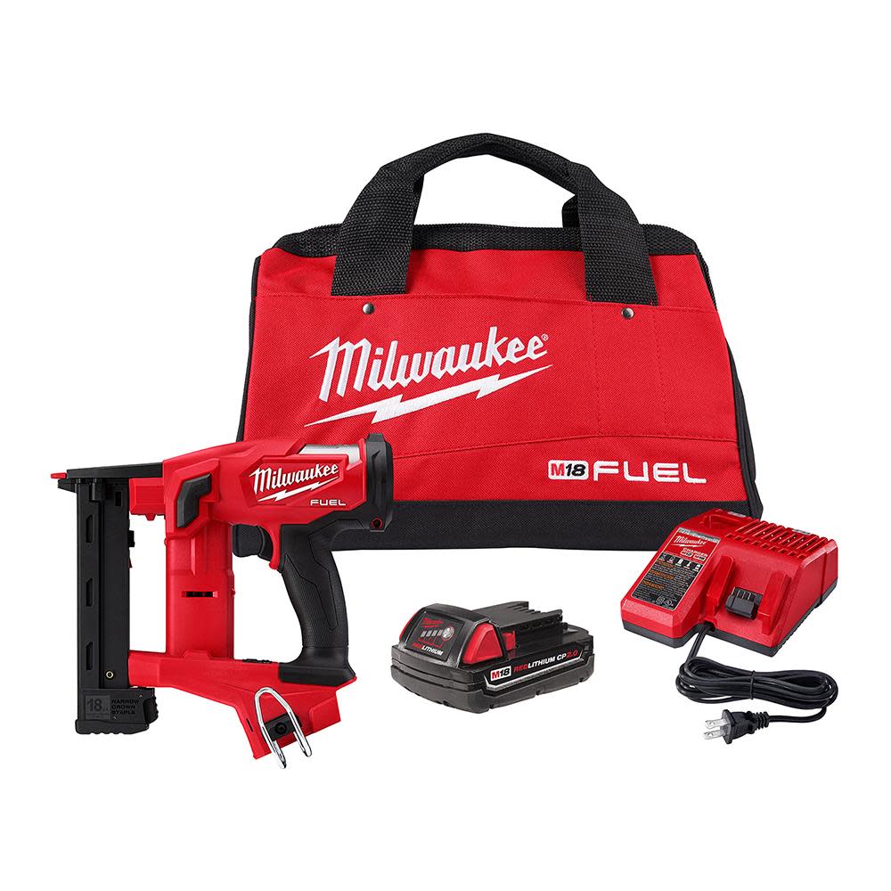 Milwaukee M18 FUEL 18 Gauge 1/4 in. Narrow Crown Stapler Kit - Flockneti
