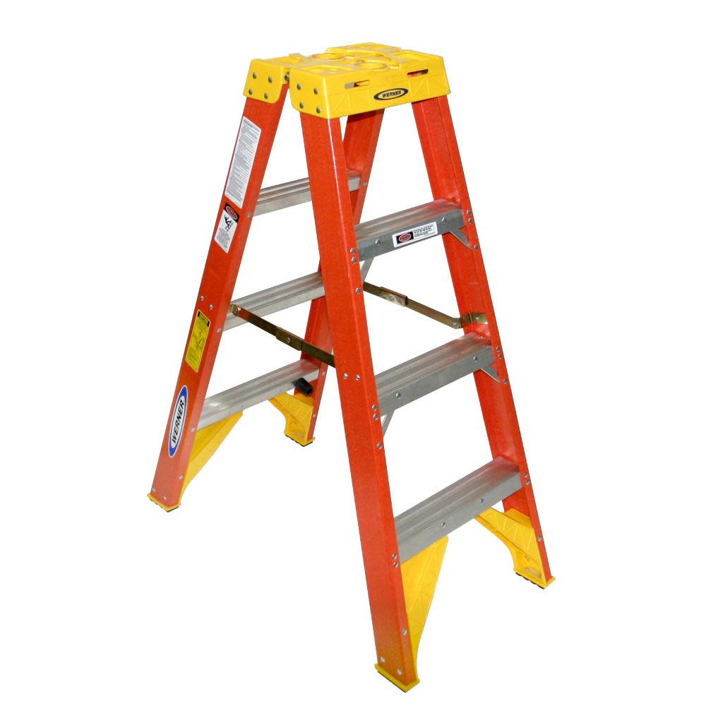 Werner 4-ft Fiberglass 300-lb Type IA Twin-Step Ladder - Flockneti