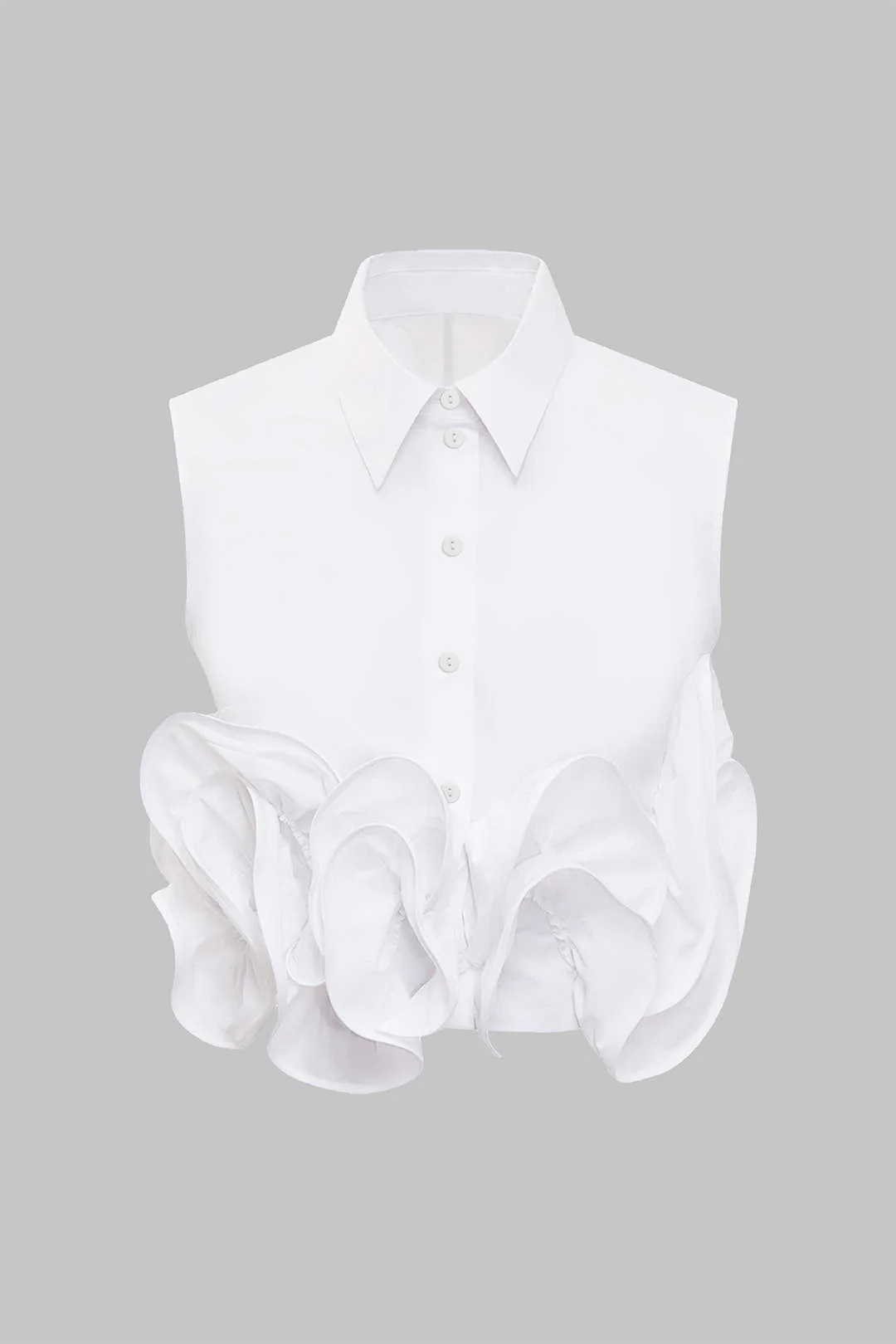 Button Ruffle Ruched Tank Top - Flockneti