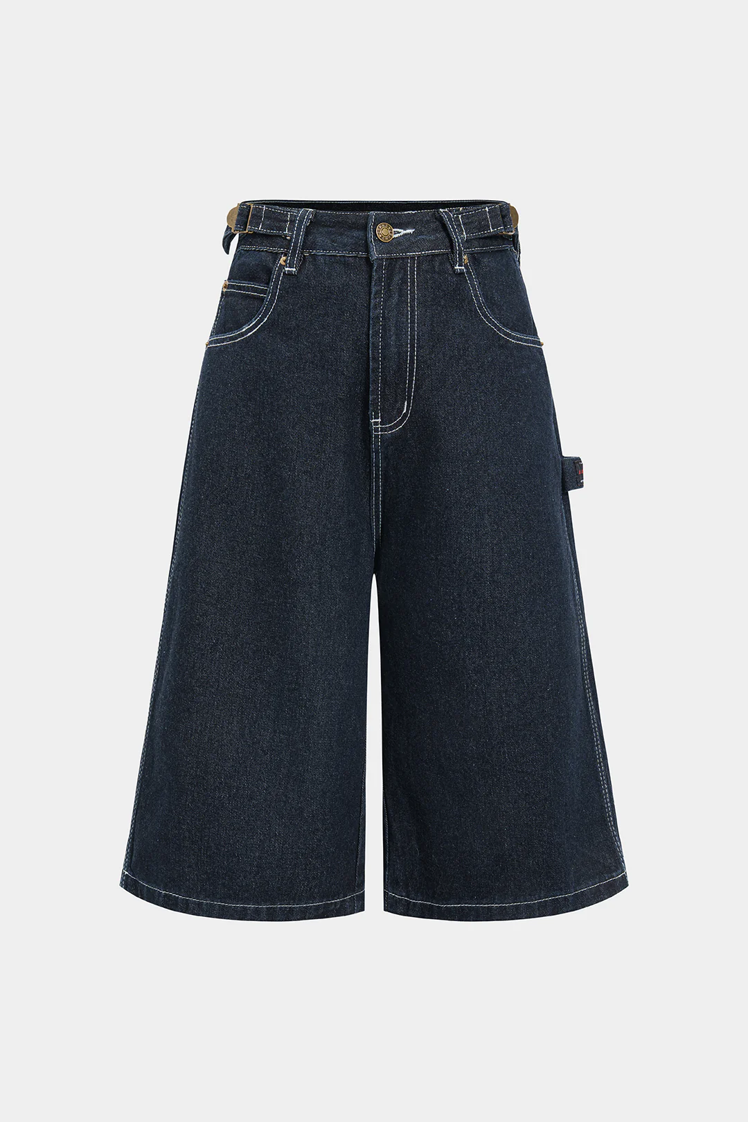 Denim Straight Leg Belted Shorts - Flockneti
