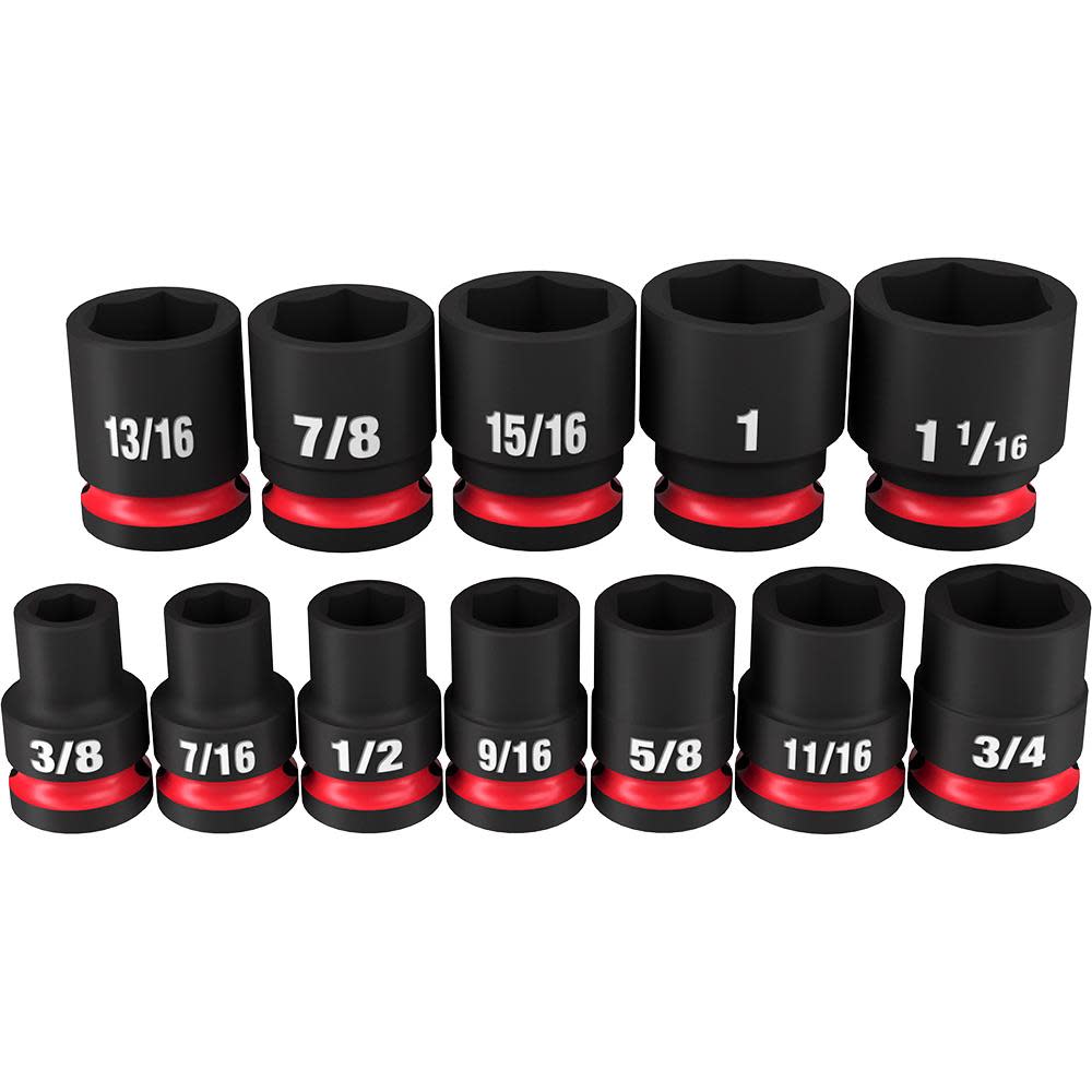 Milwaukee 1/2″ Drive SAE Standard 6 Point Impact Socket 12pc - Flockneti