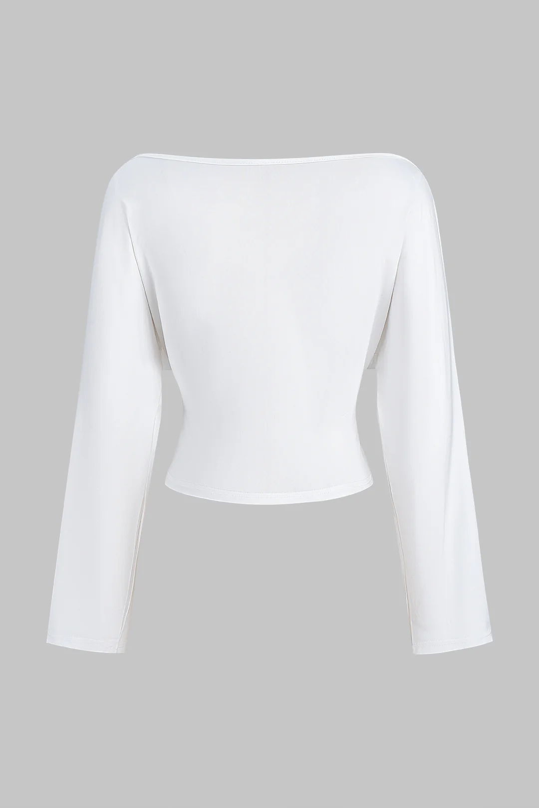 Draped Cowl Neck Ruched Long-Sleeve Top - Flockneti