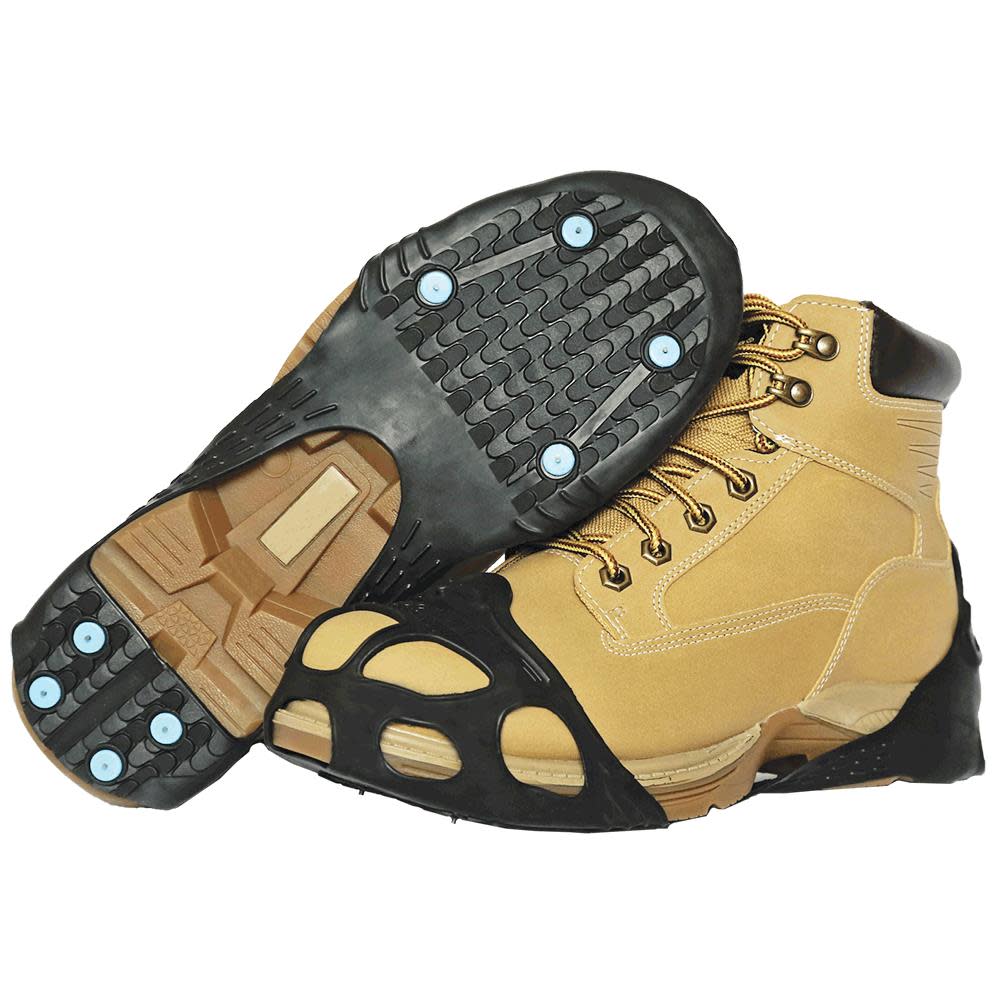 Due North All Purpose Industrial Footwear Traction Aid  with 8 Ice Diamond Tungsten Carbide Spikes Pulse Grip Tread Pattern Rubber Black Unisex XL - Flockneti