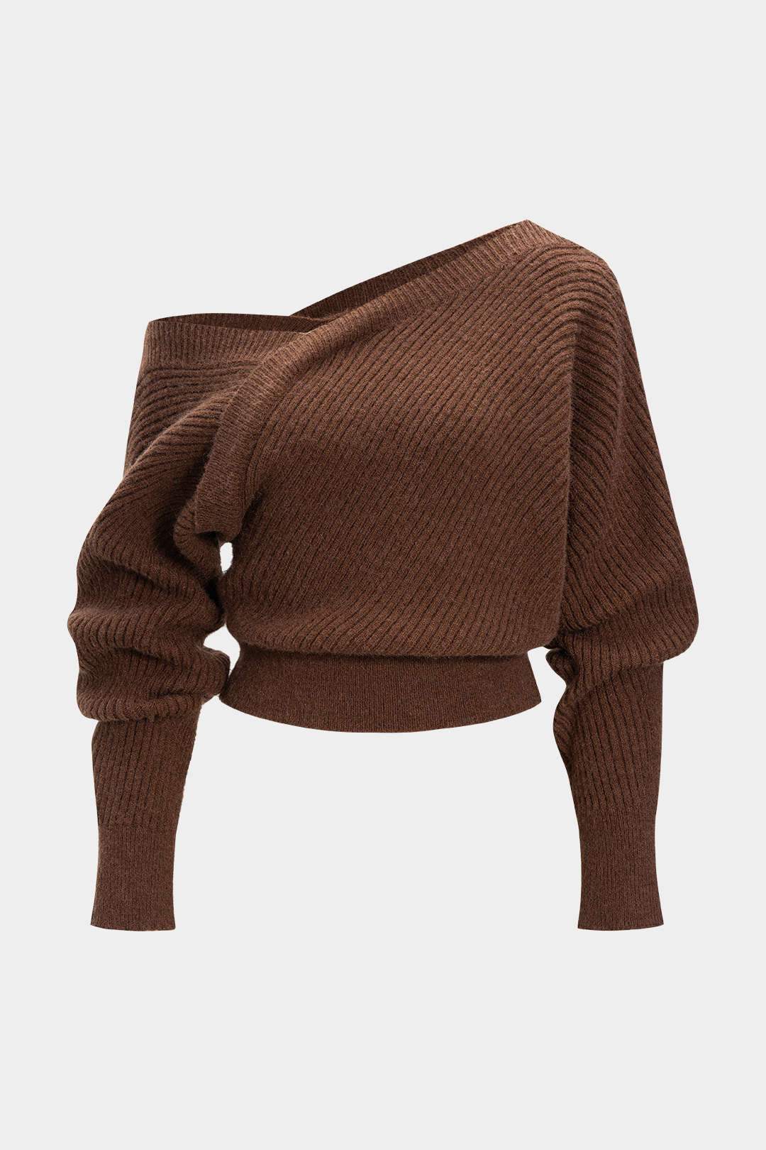 Knit Asymmetrical Ribbed Long-Sleeve Top - Flockneti