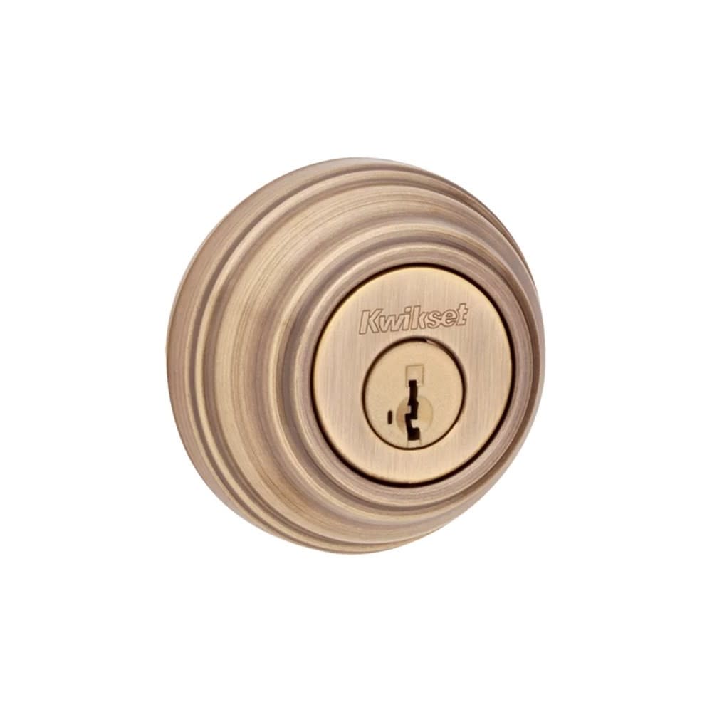 Kwikset Antique Brass Keyed One Side Single Cylinder Deadbolt - Flockneti