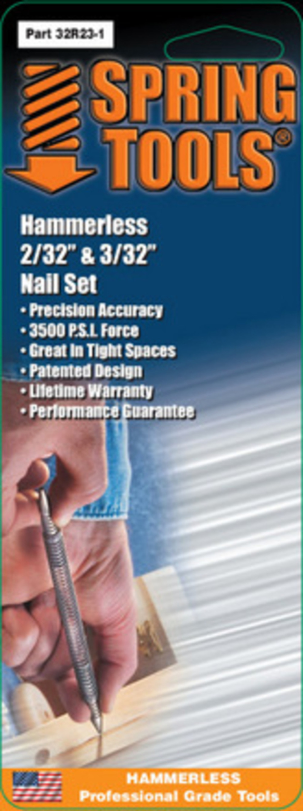 Spring Tools Nail Set 2/32 & 3/32 Hammerless Double Ended Combo - Flockneti
