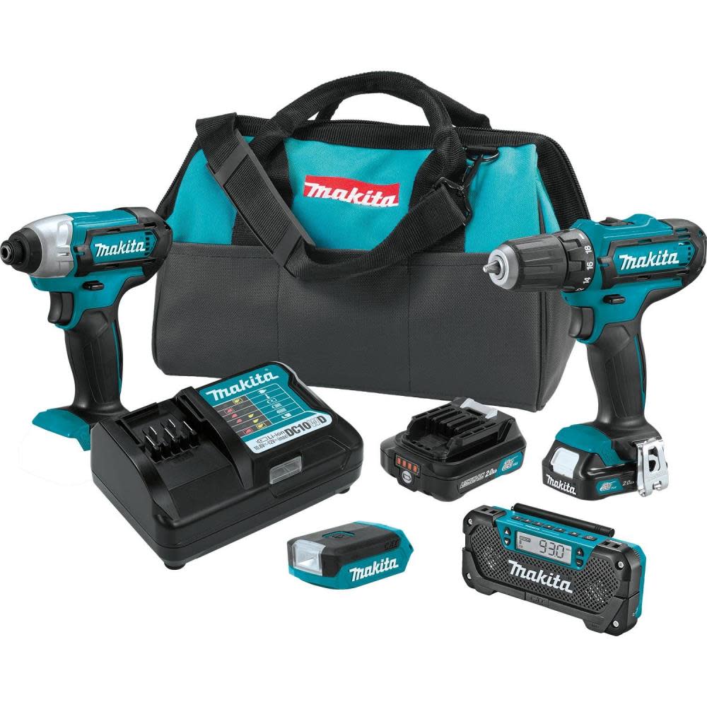 Makita 12V Max CXT Lithium-Ion Cordless 4-Pc. Combo Kit (2.0Ah) - Flockneti