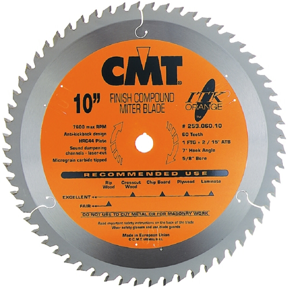 CMT 12 In x 72 x 1 In ITK Finish Compound Miter Blades - Flockneti