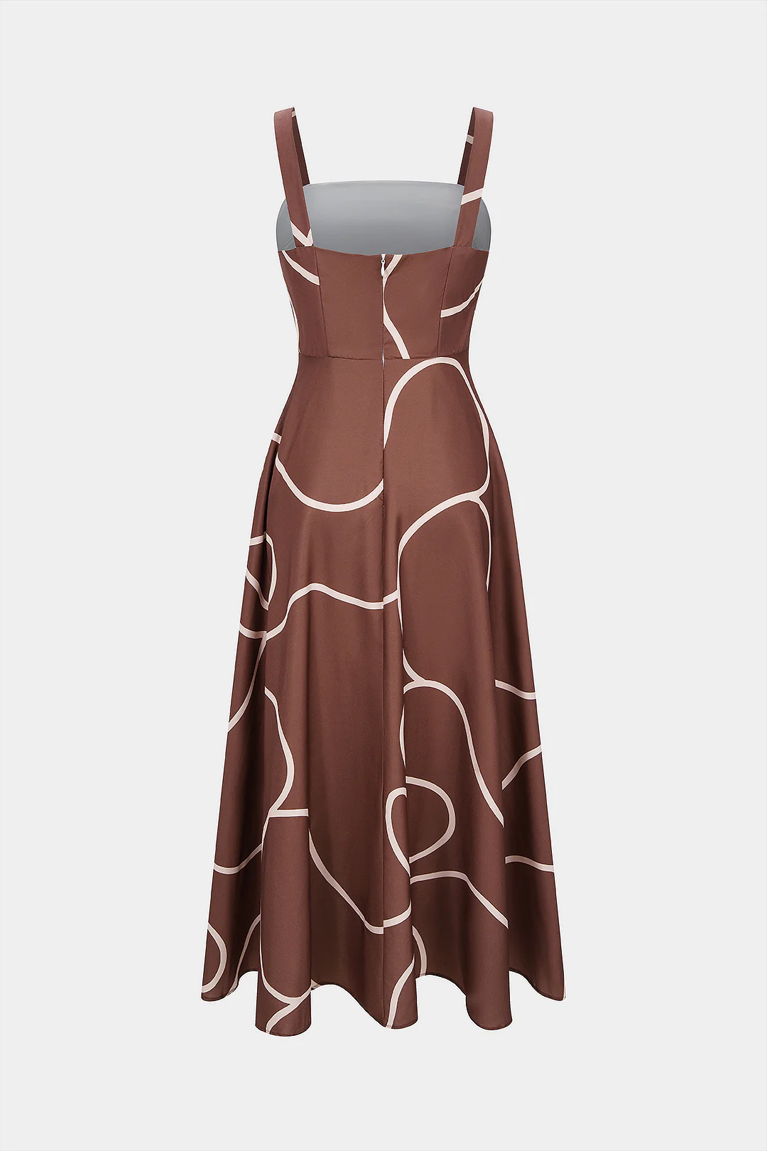 Abstract Print Square Neck Sleeveless Maxi Dress - Flockneti