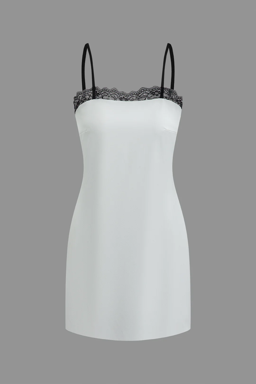 Satin Lace Trim Patchwork Sleeveless Mini Dress - Flockneti