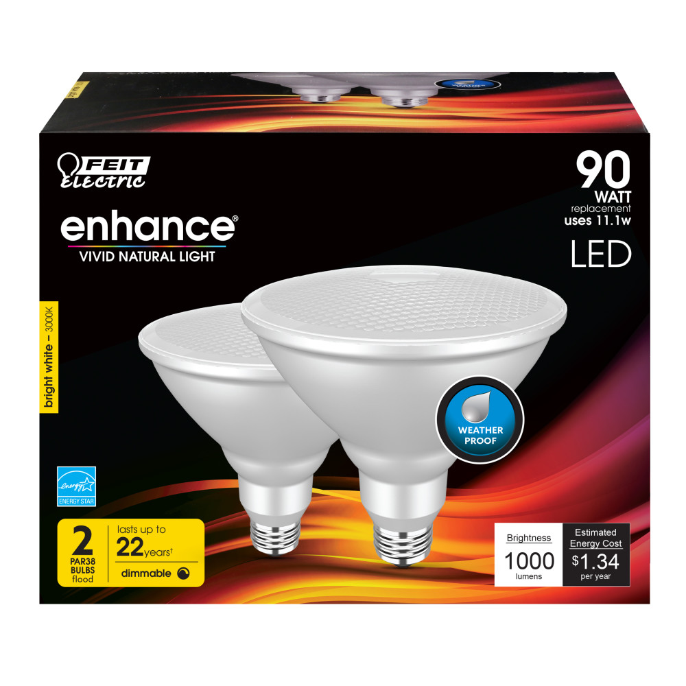 Feit Electric 90W PAR38 Dimmable Reflector LED Bulb 2pk - Flockneti