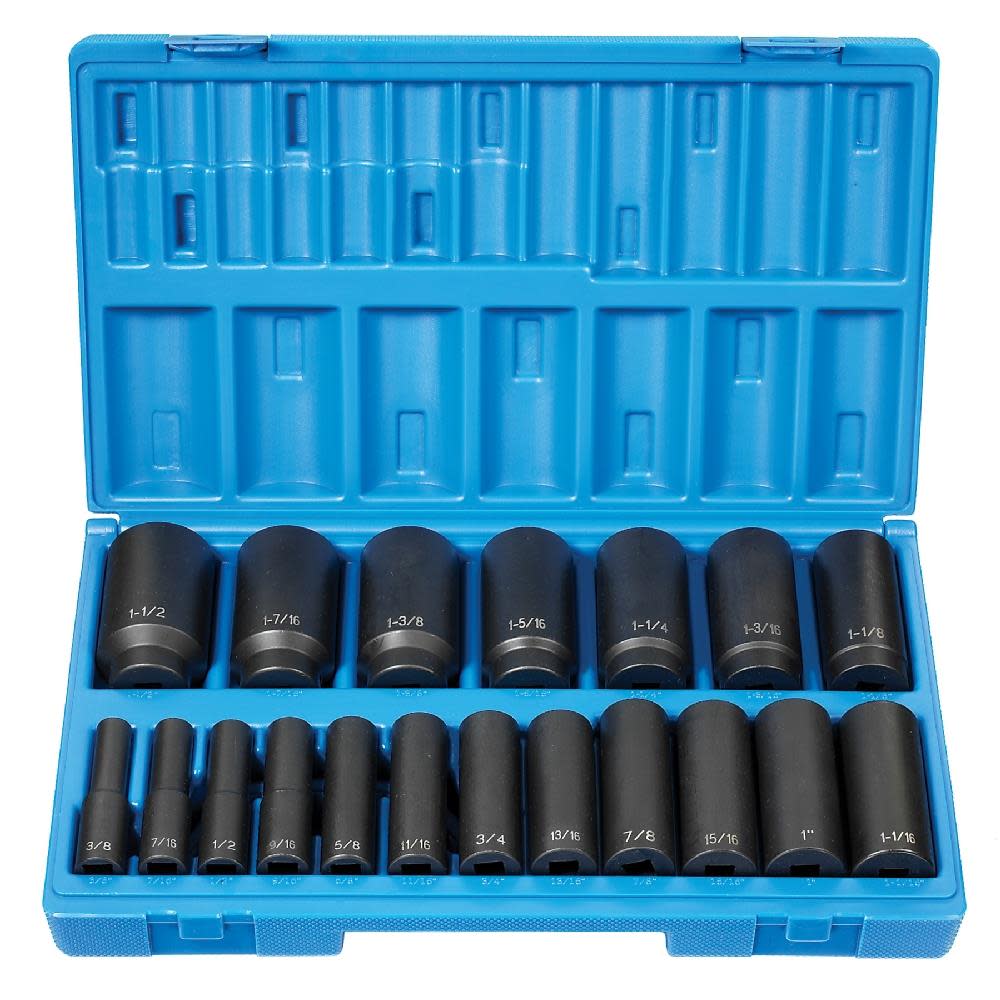 Grey Pneumatic 1/2 In. Dr. 19 pc. Deep Length Set - Flockneti