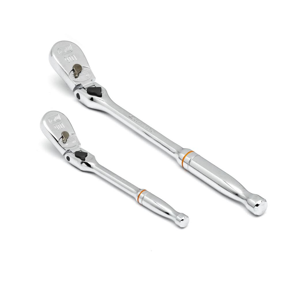 GEARWRENCH 2 Pc 1/4″ & 3/8″ Drive 90 Tooth Locking Flex Head Teardrop Ratchet Set - Flockneti