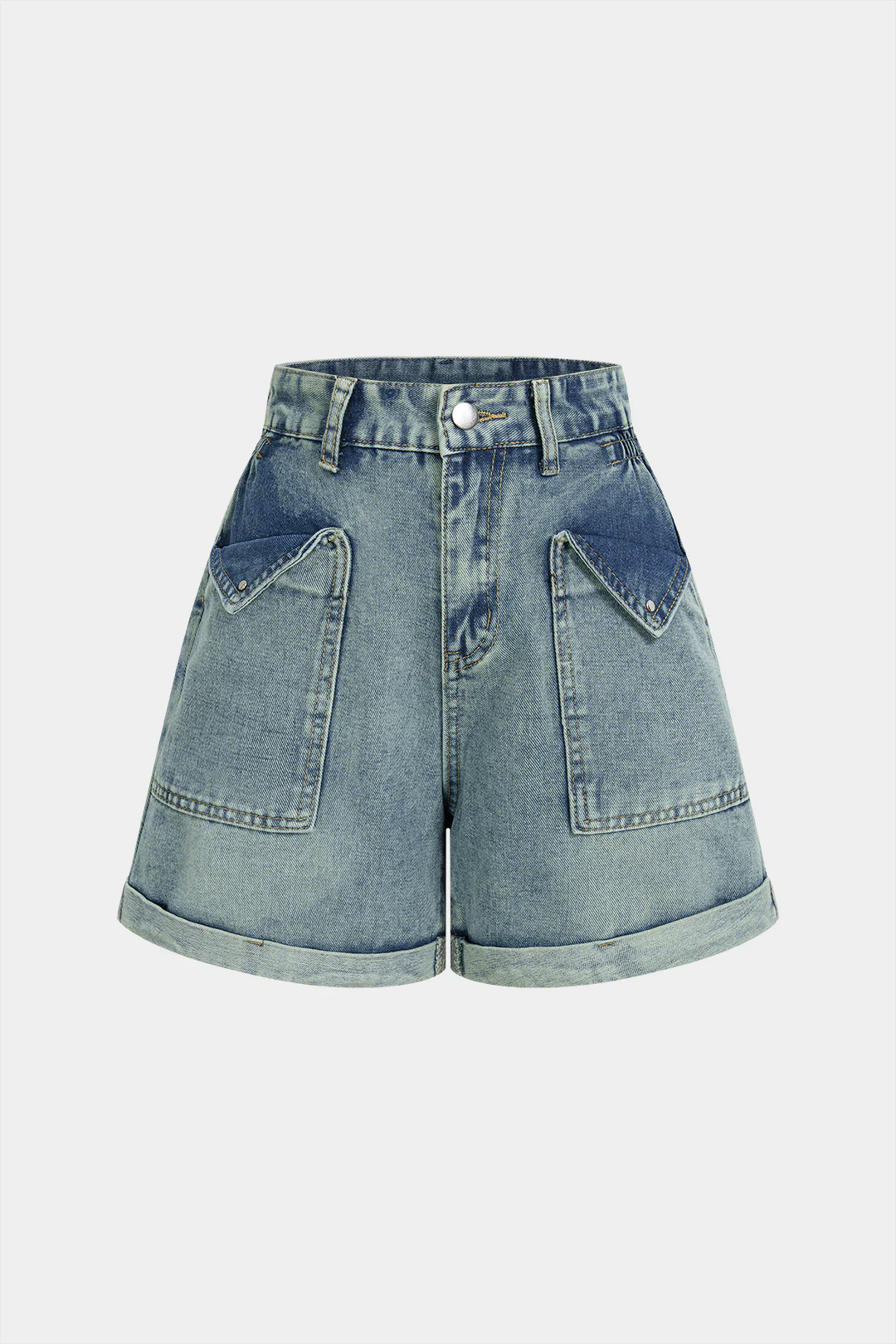 Denim Pocket High Waist Shorts - Flockneti