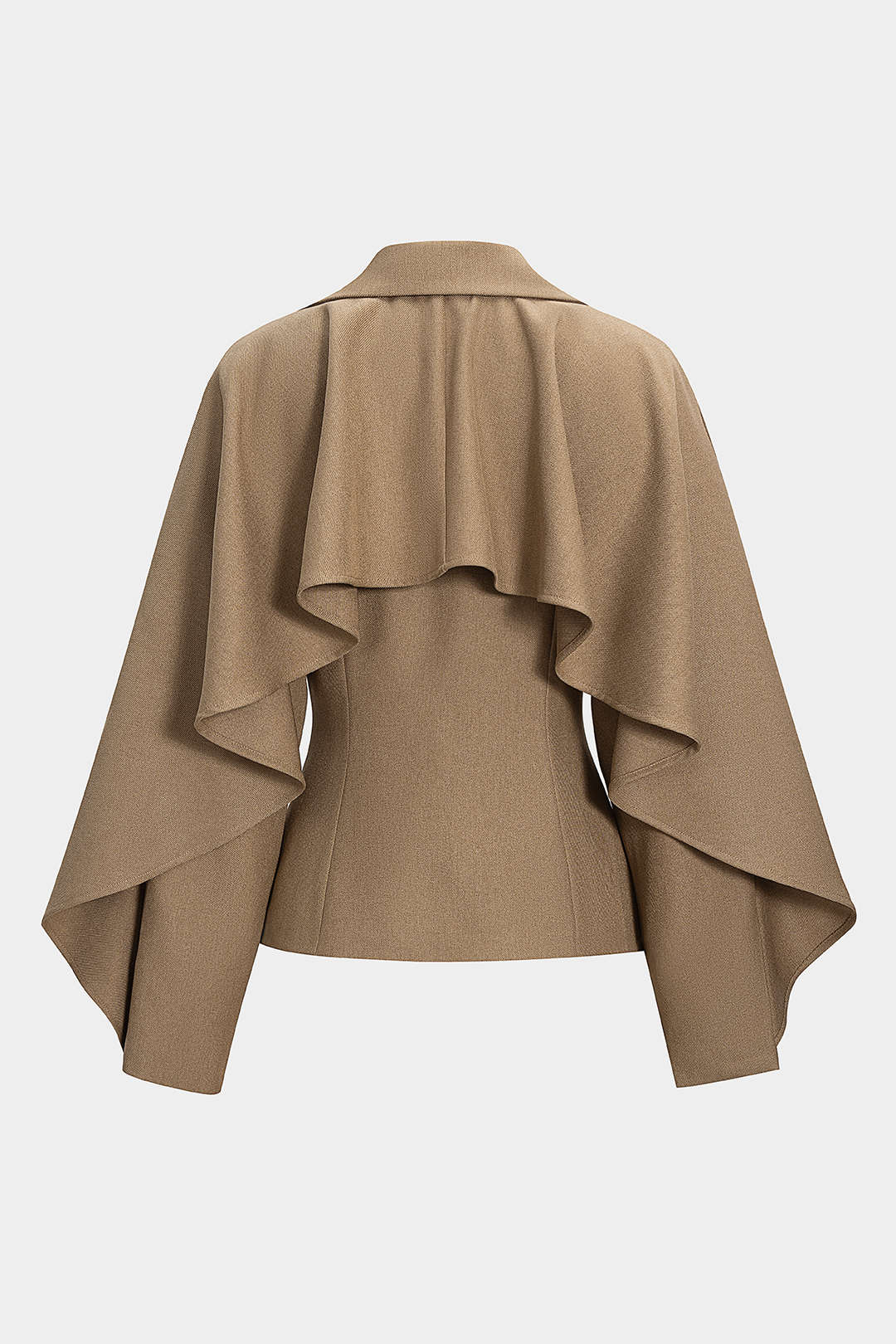 Button Ruffle Ruched Notched Lapel Jacket - Flockneti