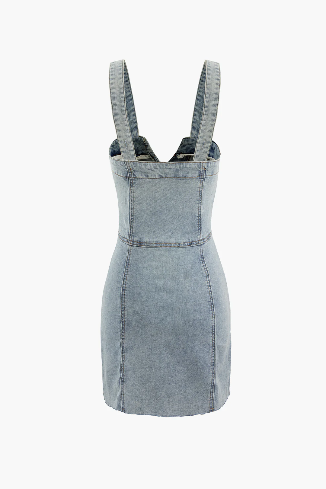 Denim Asymmetrical Button Sleeveless Dress - Flockneti