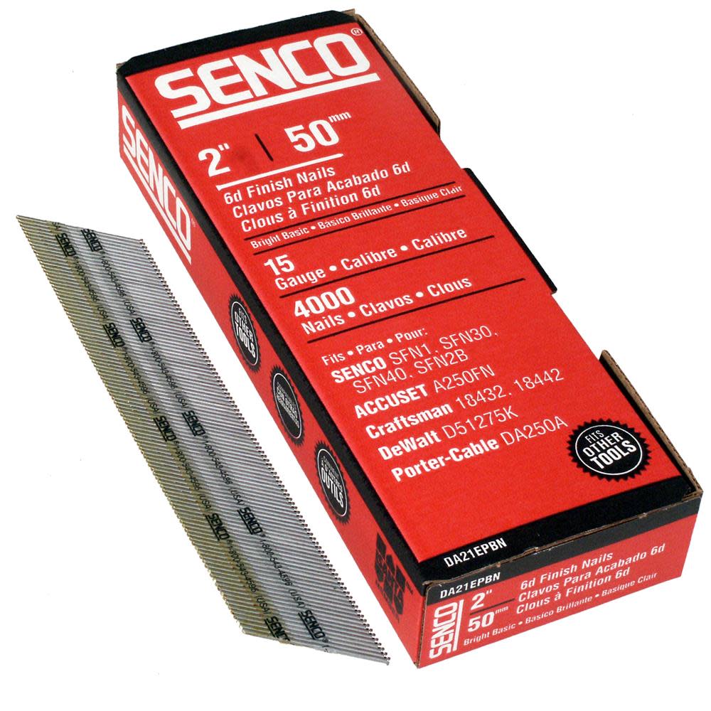 Senco 2 In. Box of 4000 15-Gauge Finish Nail Pack - Flockneti