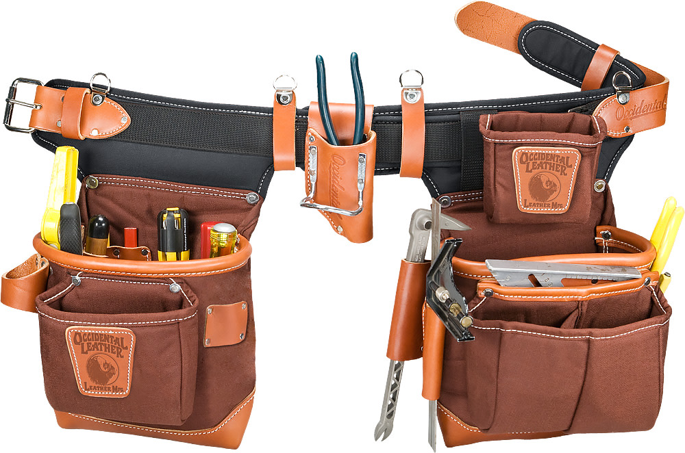 Occidental Leather Adjust-to-Fit Fat Lip Tool Bag Set – Color: Cafe - Flockneti