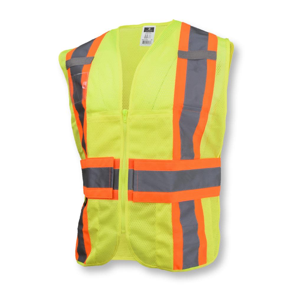 Radians Safety Vest Type R Class 2 Expandable Two Tone Hi Viz Green M-L - Flockneti