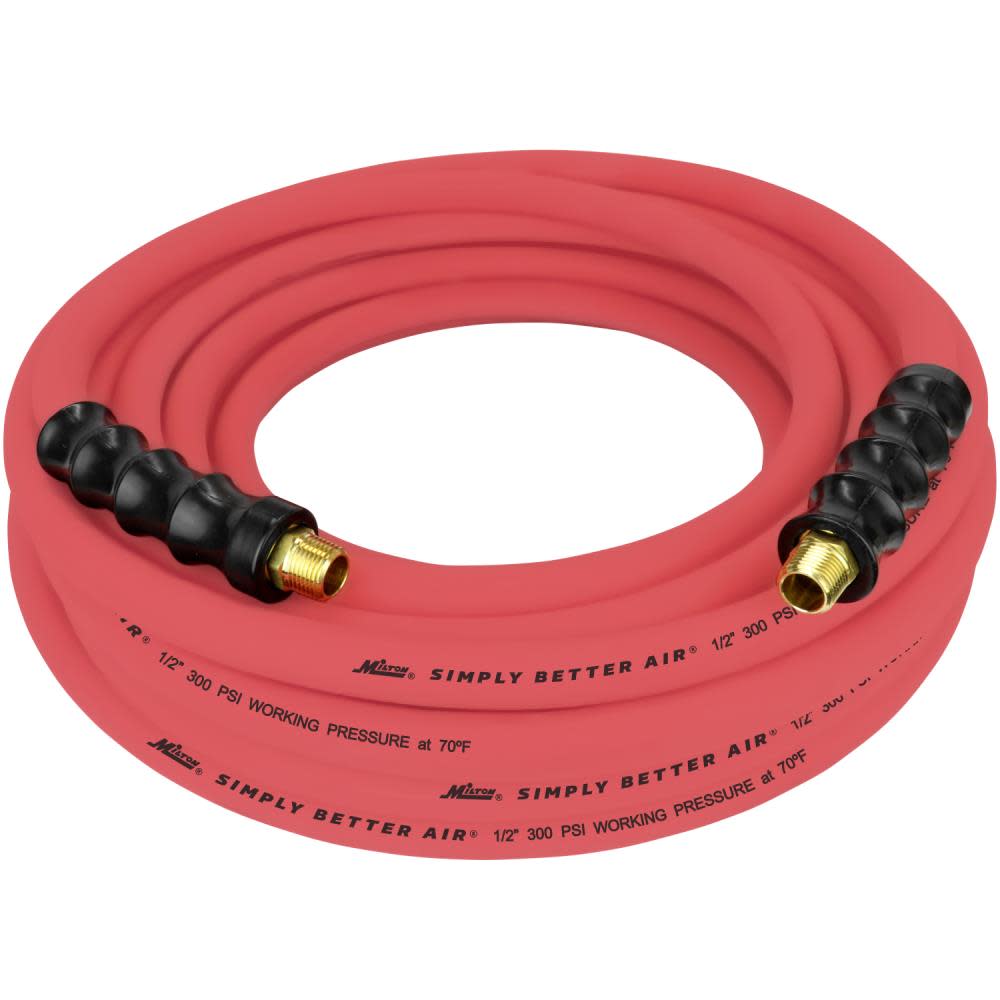 Milton ULR 1/2″ ID x 50′ (3/8″ MNPT) Ultra Lightweight Rubber Air Hose for Extreme Environments - Flockneti