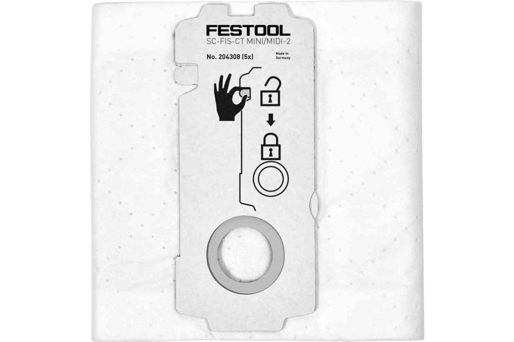 Festool SELFCLEAN Filter Bag SC-FIS-CT MINI/MIDI-2 – 5 pk - Flockneti