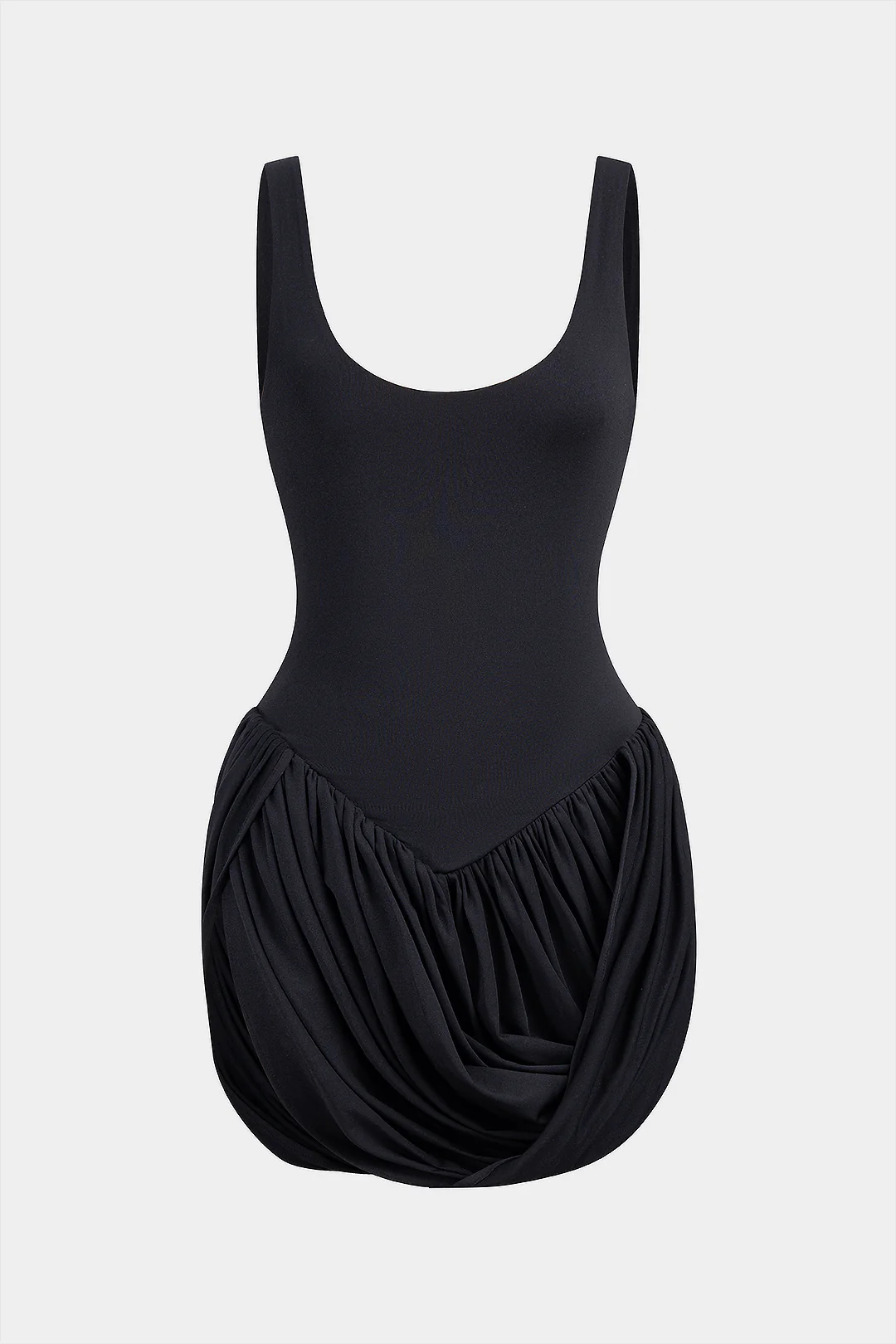 Asymmetrical Ruched High Waist Slip Long Sleeve Mini Dress - Flockneti
