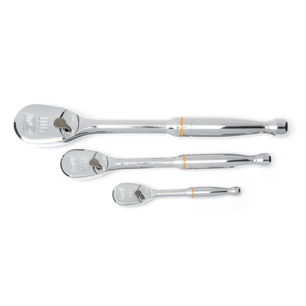 GEARWRENCH 3 Piece 1/4″ 3/8″ and 1/2″ 90 Tooth Ratchet Set - Flockneti