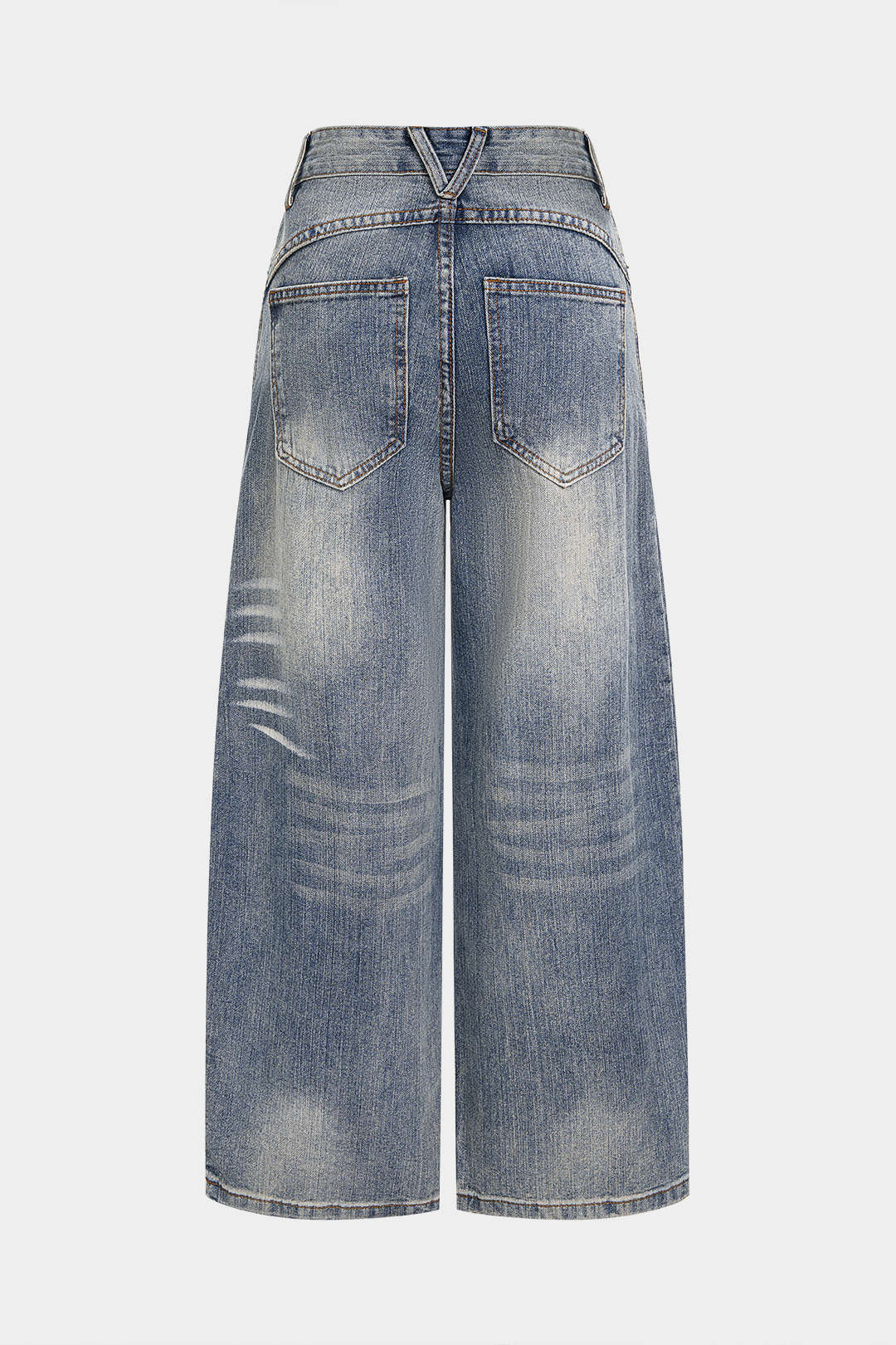 Denim Pocket High Waist Wide Leg Jeans - Flockneti