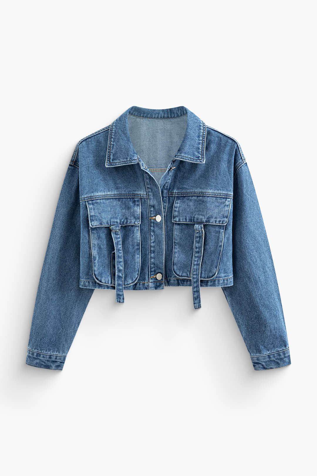 Denim Pocket Cropped Outerwear - Flockneti
