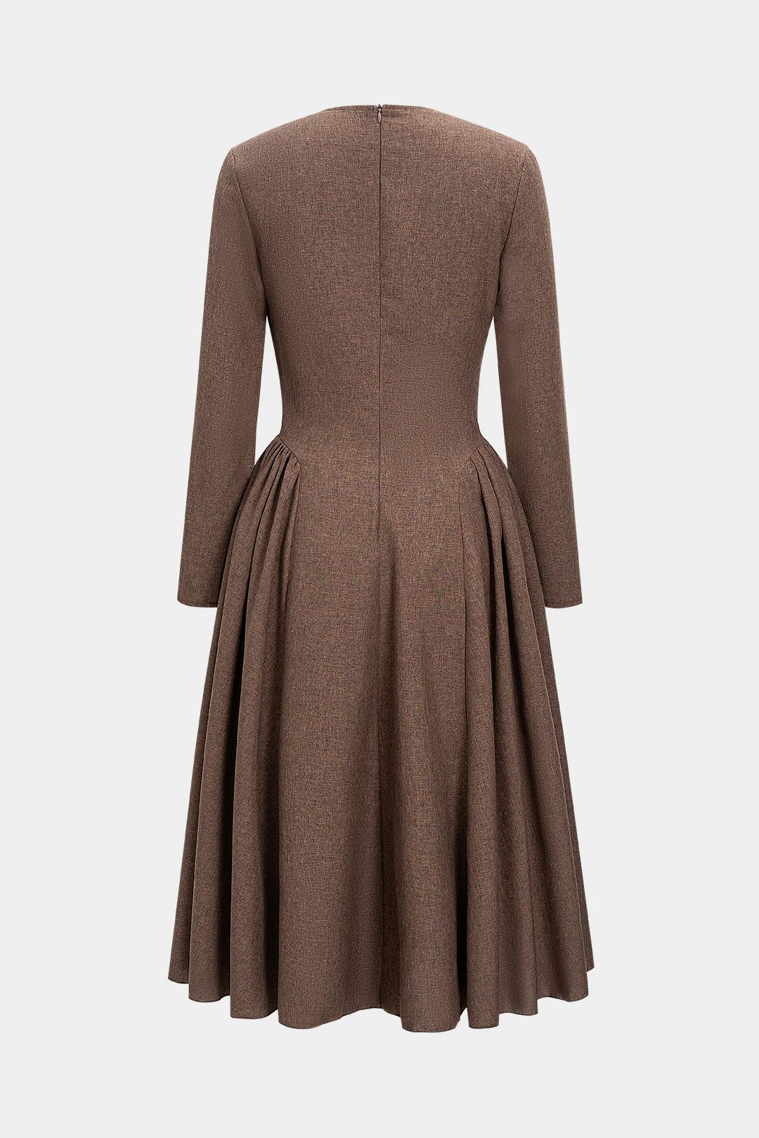 Zipper Cut Out Ruched Long Sleeve Maxi Dress - Flockneti