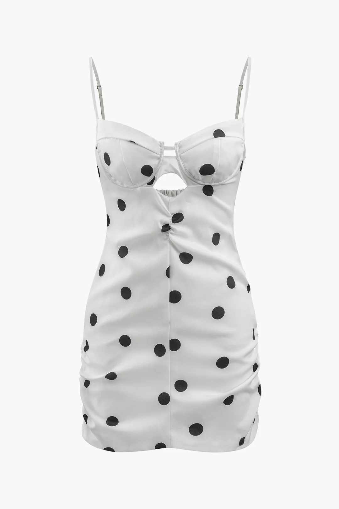 Polka Dots Print Backless Hollow Out Sleeveless Mini Dress - Flockneti