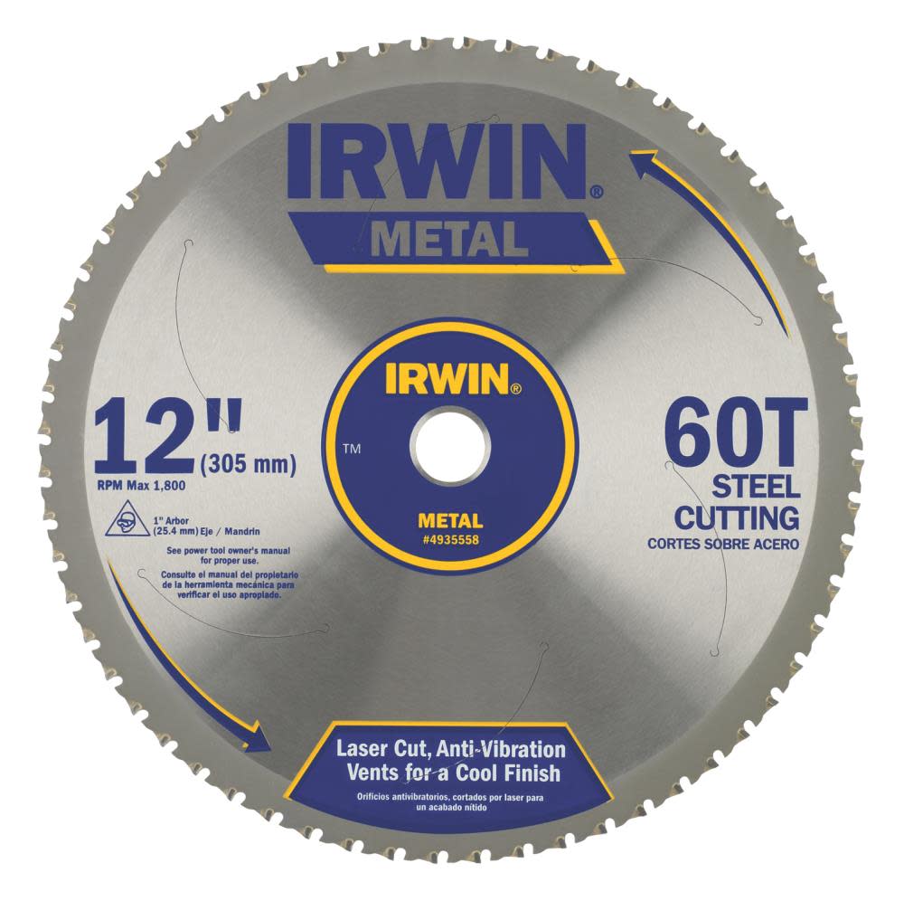 Irwin 12 In. x 60T Master Combination Ferrous Steel 1 In. Arbor – Carded - Flockneti